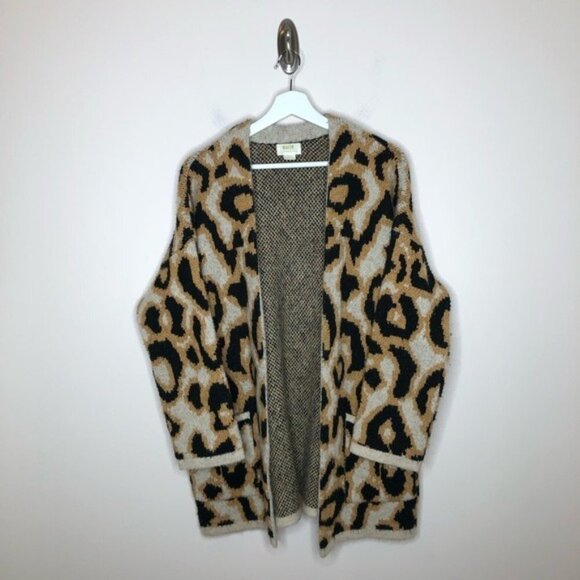 Anthropologie Leopard Print Cardigan Maeve Menagerie Animal Oversized Sweater XS - Picture 2 of 8